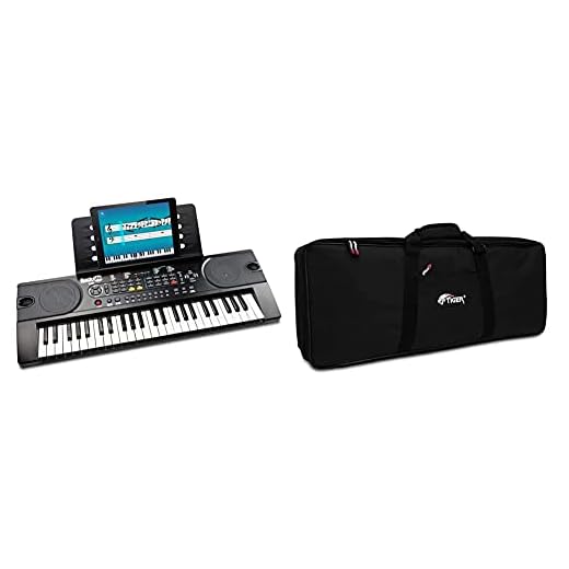 RockJam 49 Tasto Della Tastiera Di Pianoforte Con Supporto Foglio Di Musica Per Pianoforte Nota Potere Adesivo Di Alimentazione & Tiger 25-49 Borsa Per Tastiera, Tasti Con Cinghie, 720X280X75Mm