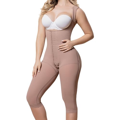 Imagen de Alisskin Faja Postquirúrgica a la Rodilla con Broche Frontal de 4 Niveles + Cierre Perineal y Broches en Hombros con Realce de Glúteos + Compresión Fuerte y Blonda en Piernas Forrada en Nylon