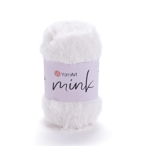 Yarnart Mink Fur Yarn, Soft Fur Yarn Chunky Fluffy Faux Fur Yarn Fuzzy Fur Yarn Eyelash Yarn for Crochet Knit Clothes Knitting 50gr (Yarnart Mink 330)