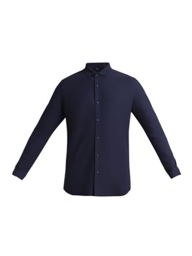 Image of Jack & Jones Men's Cotton Solid Slim Fit Spread-Collar Casual Shirt