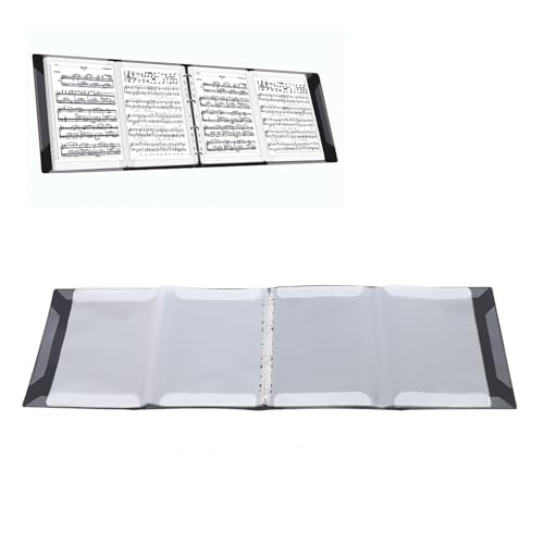 Sheet Music Folder, 52 Pages, 4 Page Expand Piano Sheet Music Binder, Water Proof, Detachable Buckle Design, Suitable for Piano Keyboard Violin Cello, A4 Size