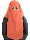MyBatua Niqab saoudien à 3 couches en Georgette respirante, prix de gros, 1 voile pour le visage NQ-003, corail, taille unique