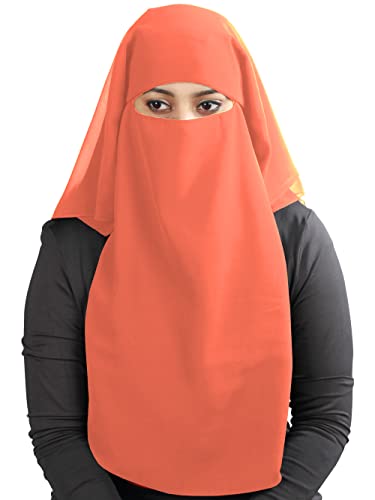 MyBatua Niqab saoudien à 3 couches en Georgette respirante, prix de gros, 1 voile pour le visage NQ-003, corail, taille unique
