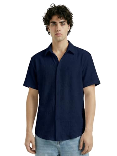 Image of Leriya Fashion Men Poly Blend Fabric | Textured Finish | Collar Neck | Button Closure | Office & Casual Wear | S-3XL