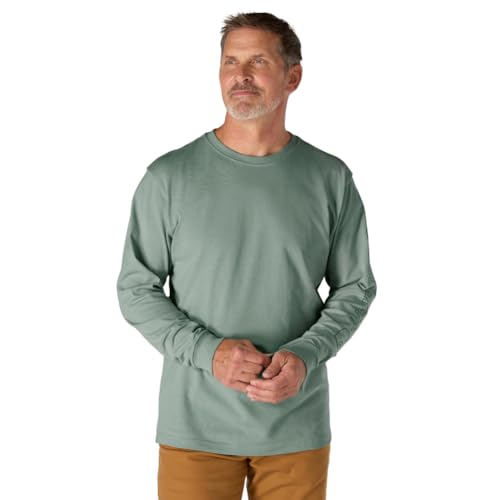 Carhartt Men's Loose Fit Heavyweight Long-sleeve Logo Sleeve Graphic T-shirt, Green Slate, S