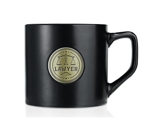 Onebttl Lawyer Gifts Coffee Cup for Men and Women, Ceramic Mug with Golden Badge, 15oz/450ml Mug for Birthday, Christmas, Retirement - Lawyer by Onebttl - Used condition - US$12.86