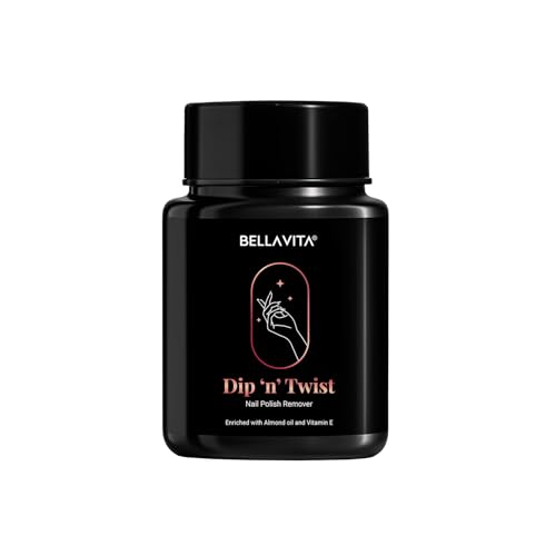 BELLAVITA Dip ‘n’ Twist Nail Polish Remover with Vitamin E and Almond Oil | Acetone Free Formula| Quick and Easy Removal | Gentle on Nails | 60ml