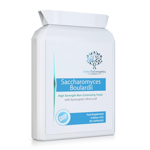 Saccharomyces Boulardii 5 Billion CFU 90 Capsules - No Refrigeration Required - High Strength Non-Colonising Yeast with synergistic Olive Leaf Biotin and Vitamin D3