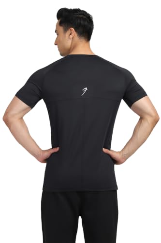 Image of FUAARK Sleek Round Neck Half Sleeves Slim Fit Active Wear Sports and Gym Tshirt for Men (Black, XXL)