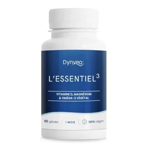 Complexe Oméga-3 végétal, Magnésium, Vitamine D3 - Systèmes immunitaire, musculaire, nerveux & cardiovasculaire - Synergie complète énergie & bien-être - 60 gélules (1mois) - Dynveo
