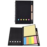 WOLMIK Sticky Notes Set, Self-Adhesive Notes, Pocket Notebook with Pen and Pen Holder, Spiral Notepad, Small Notepad for Office, Students, Travel Note