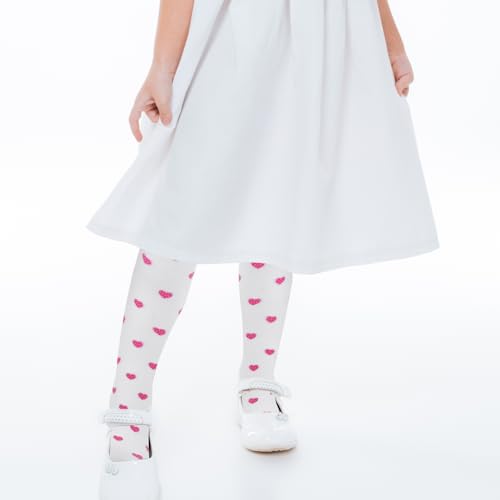 Girl Tights White Pantyhose with Heart Dots Cute Girl Leggings Seamless Stockings for Girls2