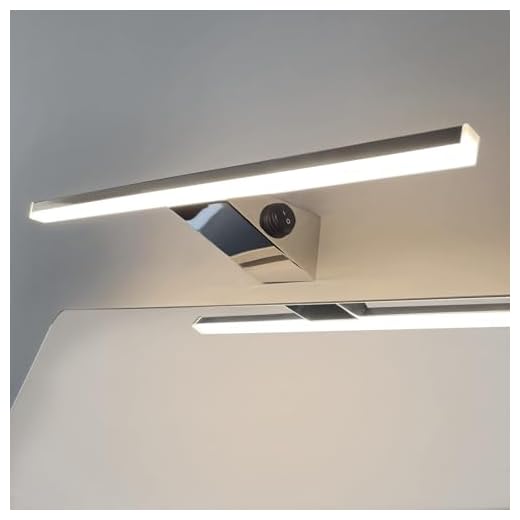 DILUMEN Spiegelleuchte Bad Mit Schalter 40 cm 10W 800 lm, Spiegellampe Badleuchte 4000k Natürliches Weiß,Wandleuchte Badezimmer,Edelstahl,Badleuchte Badlampe Wand IP44 Wasserdicht