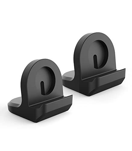 MoKo 2 Pack Charger Stand Compatible with Samsung Galaxy Watch 7/FE/6/5 40mm 44mm/Watch 6 Classic 43mm 47mm/Watch 5 Pro, Silicone Charging Stand Charger Dock Station Holder with Non-Slip Base, Black