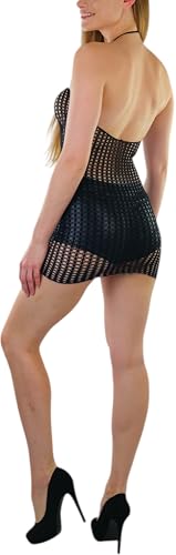 Image of ToBeInStyle Women's Stretch See Through Fishnet Novelty Mini Rave Party Dress
