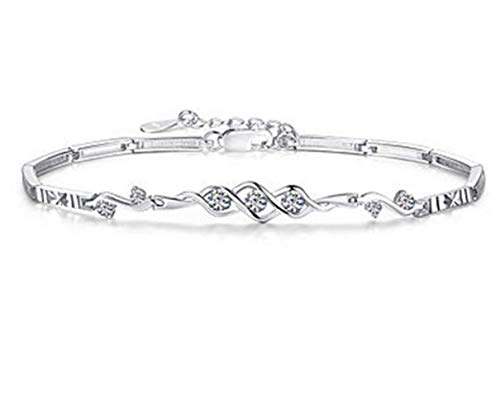 New Fashion Heart Love Silver Plated Bracelets, 7.87 Inches Chain Charms Lady Women Bangle Bracelet