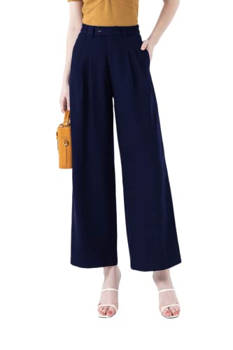 High Waisted Petite Wide Leg 70s Work Pants Palazzo for Office Casual Business Women