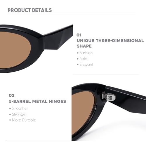 Image of mosanana Oval Cat Eye Sunglasses for Women Retro Y2K Style MS52372 | Geometric Stylish Temples, UV400 Protection, Designed for Daily Outfits, Travel and Fashion Looks