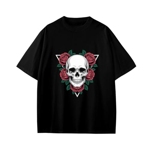 Floral Skull Boys Girls Teens T-Shirt Anime Gift