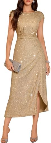 DRESSTELLS Women's Sparkly Formal Wedding Guest Dresses, Sequin C...