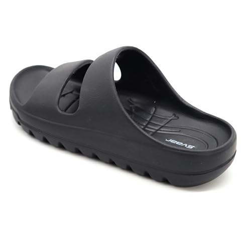 Image of SVAAR Soft EVA Double Strap Slippers for Men | Stylish Anti-Skid Slides with Arch Support & Bouncy Sole | Lightweight Indoor Outdoor Comfort