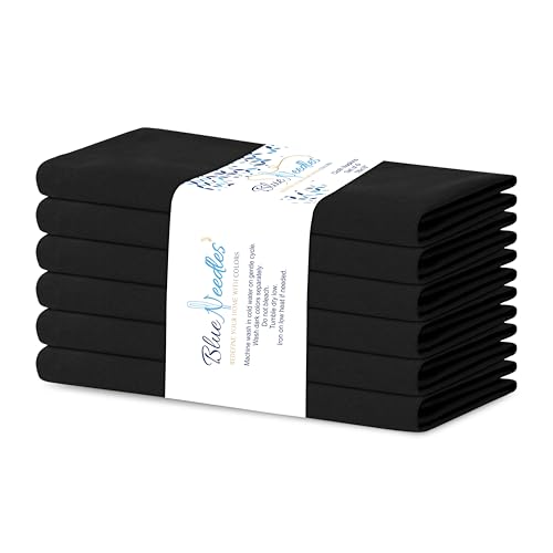 Blue Needles Solid Cloth Napkins 100% Cotton Set of 6-18 x 18 Inches