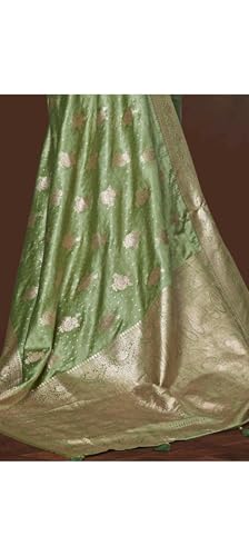 ASIAN CURVES green banarasi silk saree in katan silk – image 3