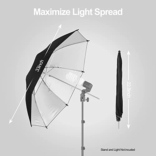 Image of EMART 33inch /84cm Black /Silver Photo Soft Umbrella for Photography 2Pack