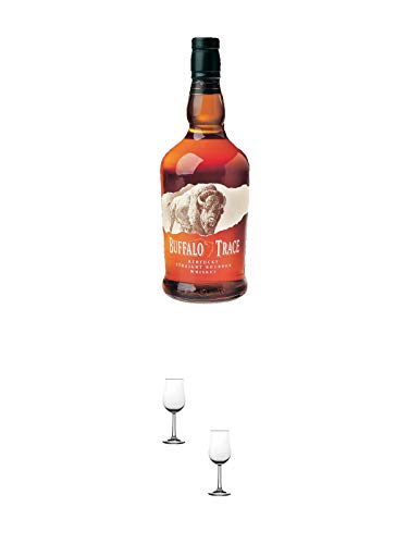 Buffalo Trace Bourbon Whiskey 1,0 Liter + Nosing Gläser Kelchglas Bugatti mit Eichstrich 2cl und 4cl - 2 Stück