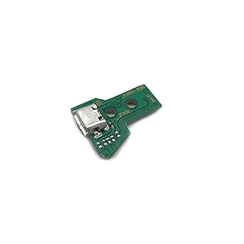 rtwetof 2PCs JDS-055 Replacement Micro USB Charging Port Adaptor for Repair Part Charger Socket Board Module for PS4 Wireless Controller with 12 Pin Flex Cable, Tool Screw