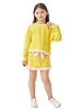 APWEQATA Gilrs Lounge Sets Drop Sleeve Tops and Shorts Outfits Cute Kids Color Block Ruffle Tracksuit For Home(Yellow,160) #1
