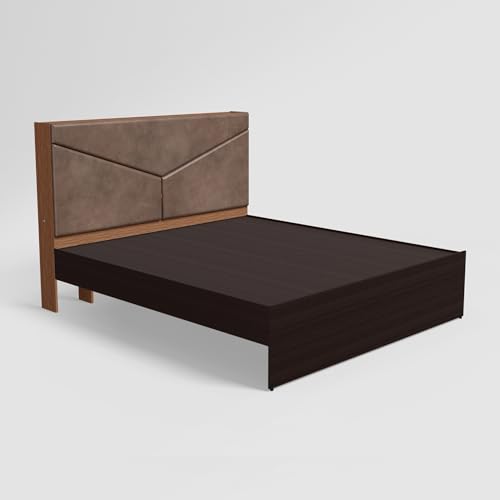 Image of Interio by Godrej Bed, Glory Morf Queen Size Engineered Wood Bed with No Storage, 1-Year Warranty, Brown, Cinnamon
