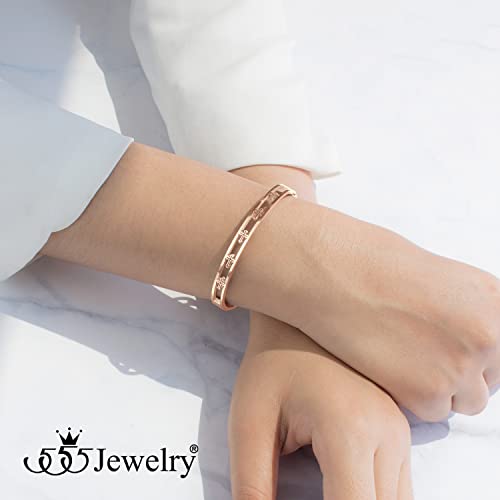 555Jewelry Stainless Steel Hinged Cuff Cross Bangle Bracelet for Men & Women3