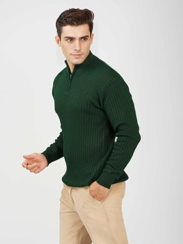 Image of LOQUE Men's Wool Blend Selection Sweater Half Zip High Neck Pullover Warm Casual Winter Wear for Office and Travel