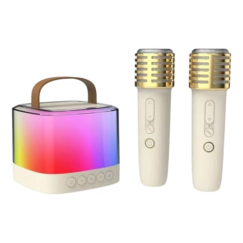 Mini máquina de karaoke con 2 micrófonos inalámbricos para niños, adolescentes y adultos, altavoz Bluetooth portátil, karaoke para niños, cumpleaños para niñas y niños de 4 a 12 años para reproductor