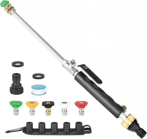 Jet Nozzle High Pressure Hose Nozzle, 7-1 High Pressure Power Washer Wand, Versatile Cleaning Tool for Gutter, Patio, Car Wash,Gardening, Built to Last for Homeowners & Garden Enthusiasts (black)