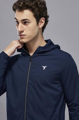 Image of TECHNOSPORT Men's Regular Fit Jacket with Zip Pockets, TS FLEXI Lightweight Windproof Quick Dry Full Sleeve Jacket for Gym Running and Travel