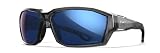 Wiley X Alpine Captivate Sunglasses, Ballistic Rated Safety Glasses for Men and Women, UV Eye Protection (Gloss Crystal Grey Frame with CAPTIVATE™ Polarized Blue Mirror Lenses)