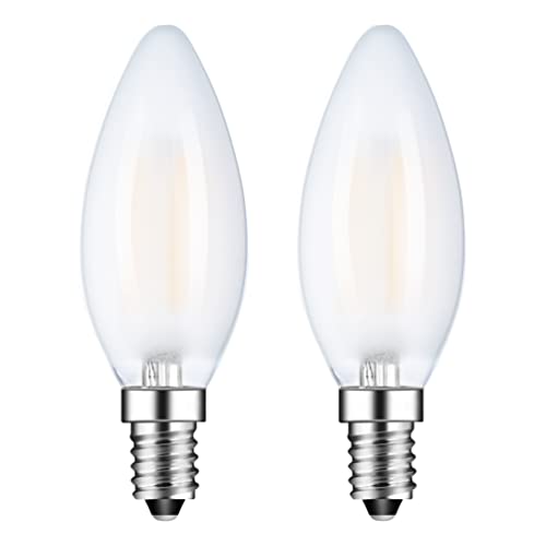 Sokkldccd E14 6W Led Candle Light Bulbs, Small Screw Light Bulb, Warm White 2700K, 6W Equivalent 60W, Pack of 2