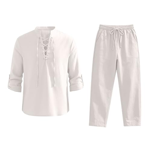 Ensemble en lin pour homme vêtement de printemps en coton respirant