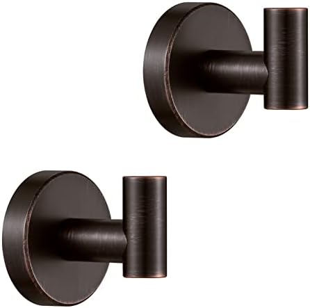 BigBig Home Bronze Towel Hooks, Bathroom Robe Hook Oil Rubbed, Bath Farmhouse Coat Clothes Hook Wall Mounted Rustic 2 Pack for Kitchen Washroom