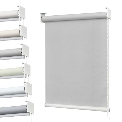 Keego ロールスクリーン ロールカーテン チェーン式 遮光1級/非遮光/採光/遮熱断熱 1mm/1cmオーダーメイド可能 幅30~250cm/丈50~300cm UVカット プライバシー保護 目隠し 防音 闇仕切り 防寒保温 簡単取付け 非遮光グレー