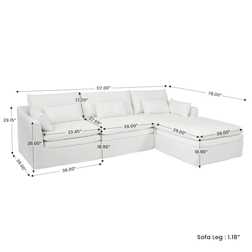 Image of WJShome Modular Sectional Sofa, Deep Seat L-Shaped Cloud Couch with Water-Resistant & Stain-Resistant Fabric, Removable Washable Covers,Modern Sleeper Sofa for Living Room, Apartment, White