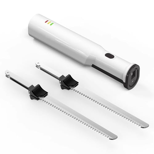 ELIKBH Coltello da Pane Ricaricabile a Batteria, Coltello da Pane Elettrico, con 2 Lame in Acciaio Inossidabile, Coltello Elettrico Professionale, per Tagliare Il Pane