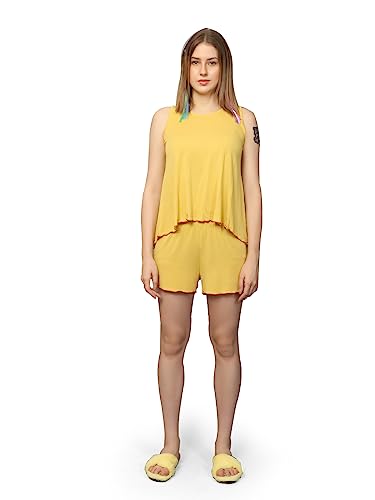 Image of Evolove Women's Micro Modal Round Neck Sleeveless Night Suit /Top & Short Set Super Soft Comfortable (Modal-Shorts Set)