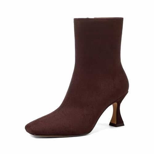 VOMIRA Ankle Boots for Women Square Toe Kitten Heel Boots