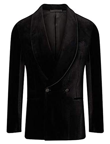 Veste de blazer de smoking en velours Kromoc pour homme avec revers châle