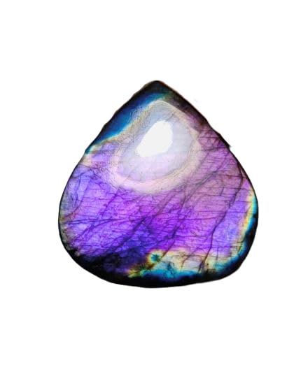 Labradorite violette naturelle flash rare, cabochon poire de prestige
