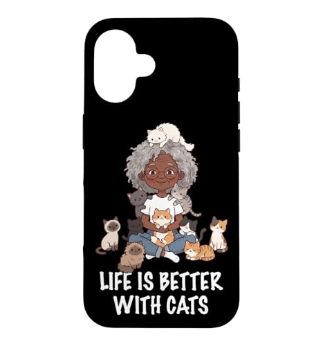 Life Is Better With Cats Lover ���� ���̎q �L �}�} �X�}�z�P�[�X iPhone 16 �p