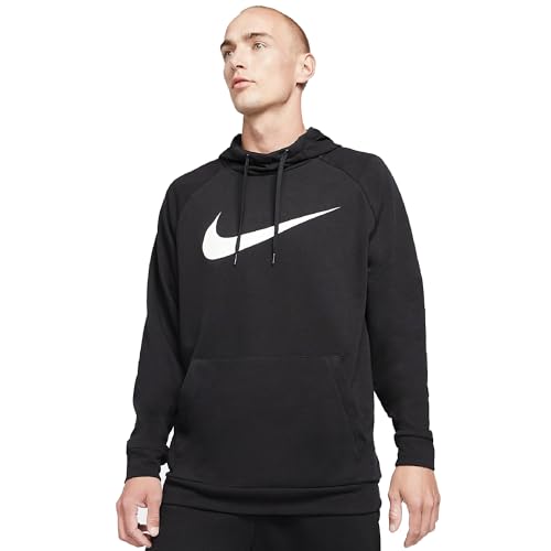 Nike Men's Dry Pullover Swoosh Hoodie (X-Large, Black/Black/White)
